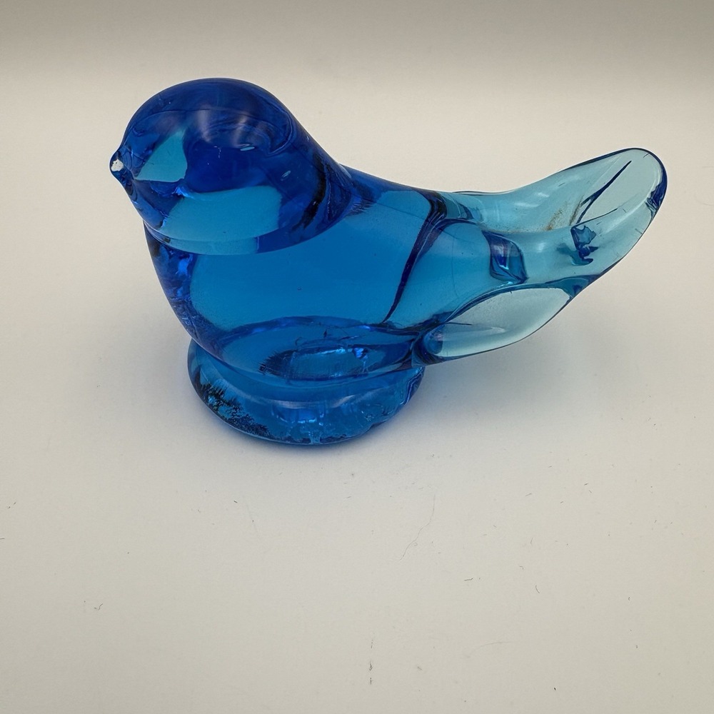 Vtg Leo Ward Glass Blue Bird Bluebird Of Happiness Figurine Signed 1988